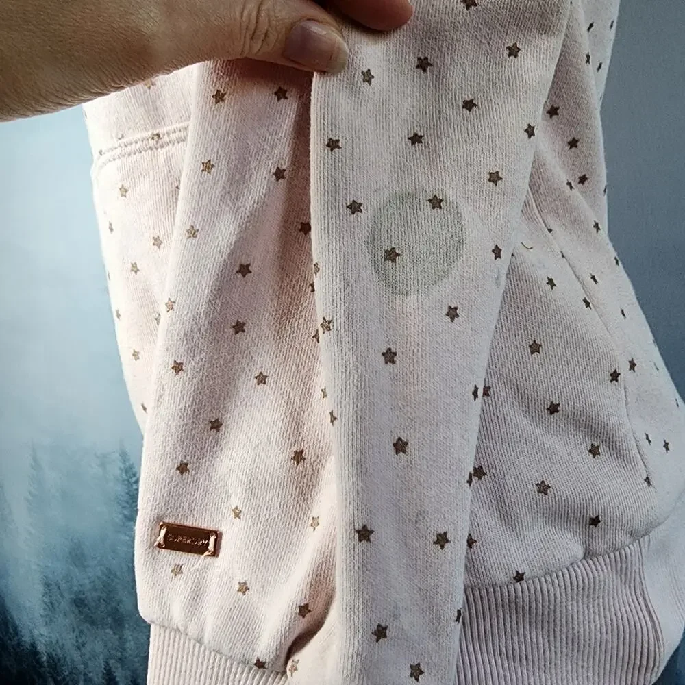 Superdry Vintage Premium Goods Shimmer All Over Print Blush Hoodie | Women's 8